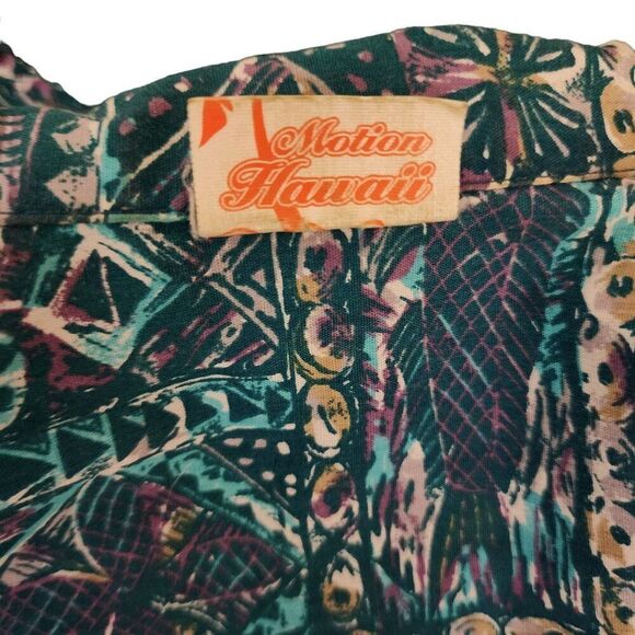 Vintage 80s Hawaiian Tiki Short Sleeve Button Down Shirt Mens Size XXL Blue - Picture 4 of 5